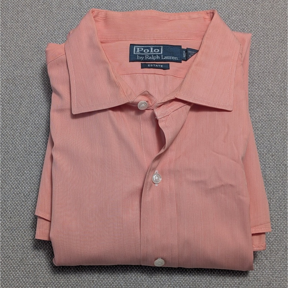 Polo Ralph Lauren Men's Vintage Dress Shirt Coral 17 32/33 Cotton Estate